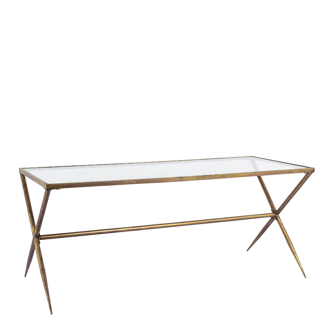 Anatole Glass Top Dining Table - Brass