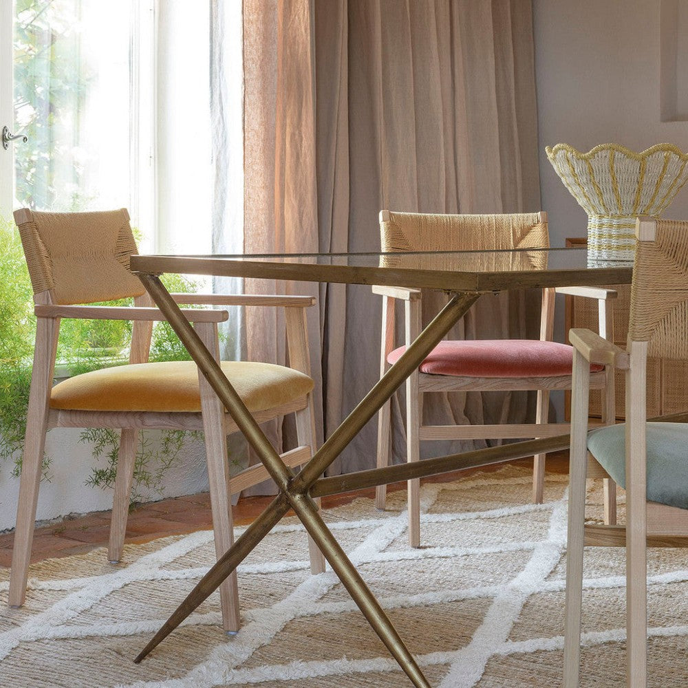 Anatole Glass Top Dining Table - Brass
