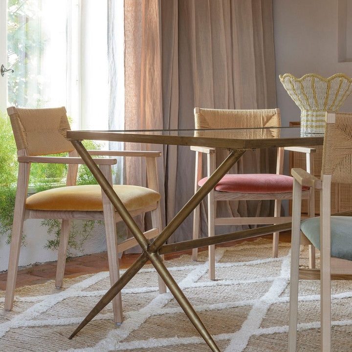 Anatole Glass Top Dining Table - Brass