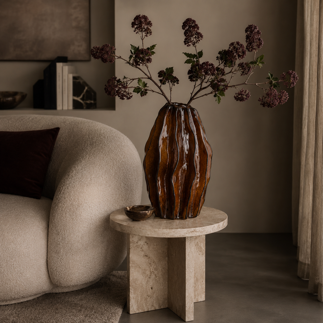 Taviano Sculpture - Dark Caramel Glass