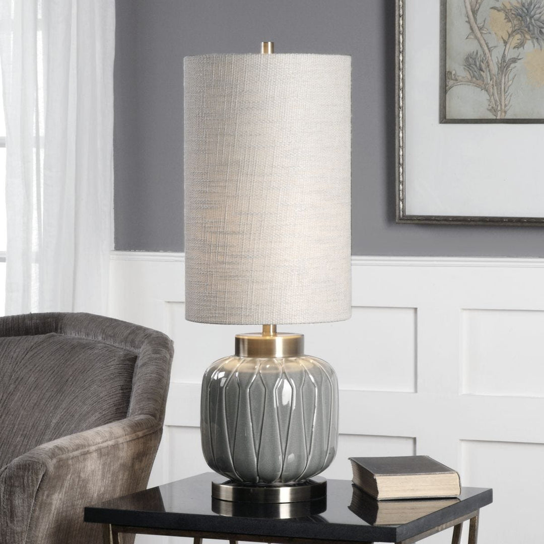 Zahlia Aged Grey Ceramic Lamp