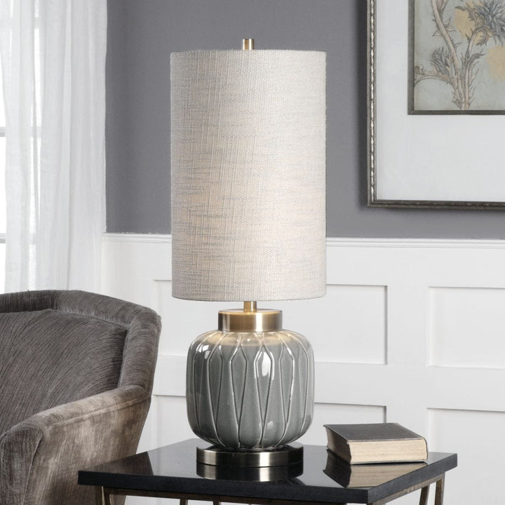 Zahlia Aged Grey Ceramic Lamp