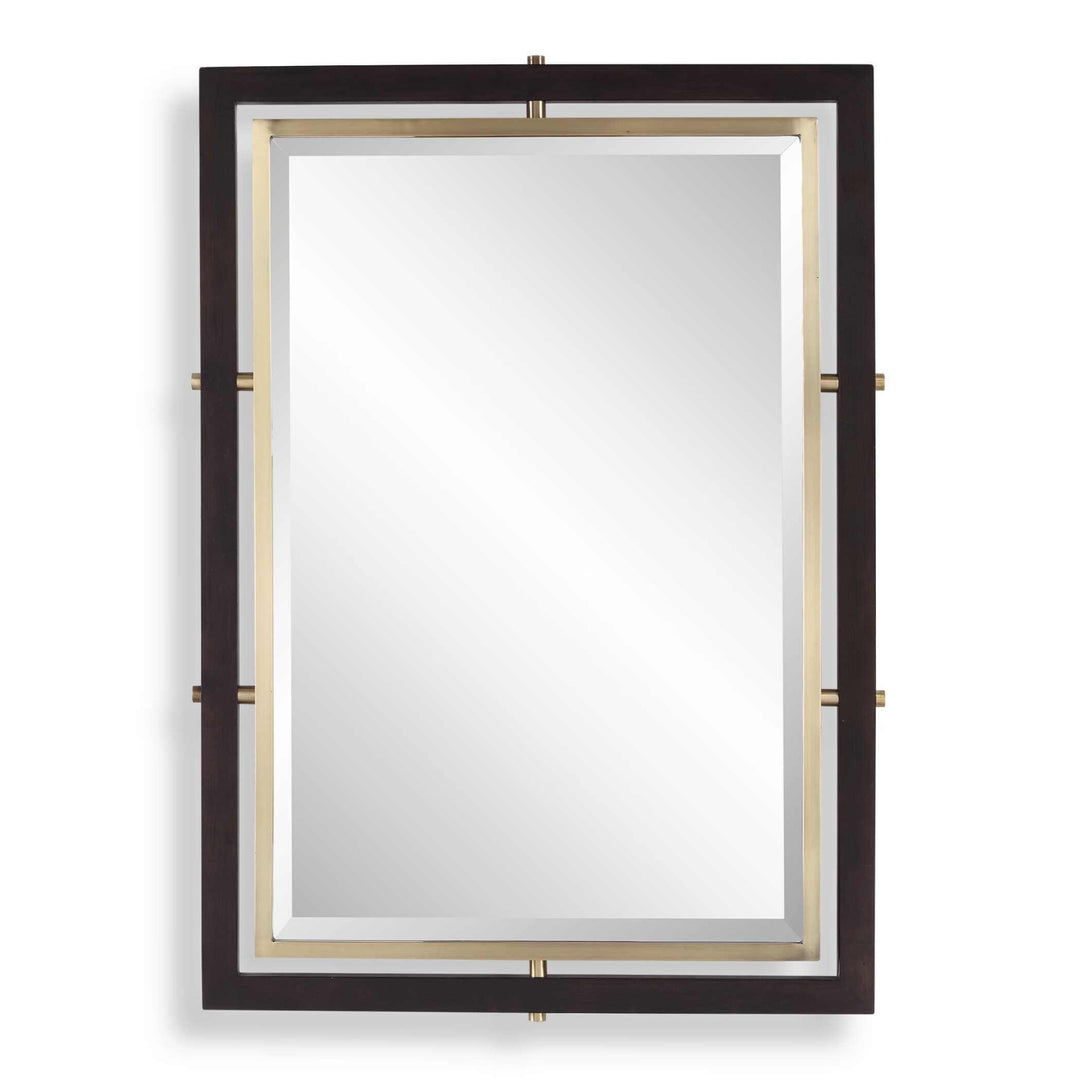 Bach Walnut & Brass Rectangle Mirror