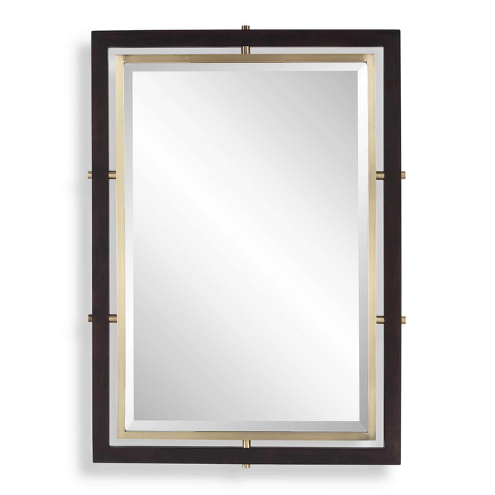 Bach Walnut & Brass Rectangle Mirror