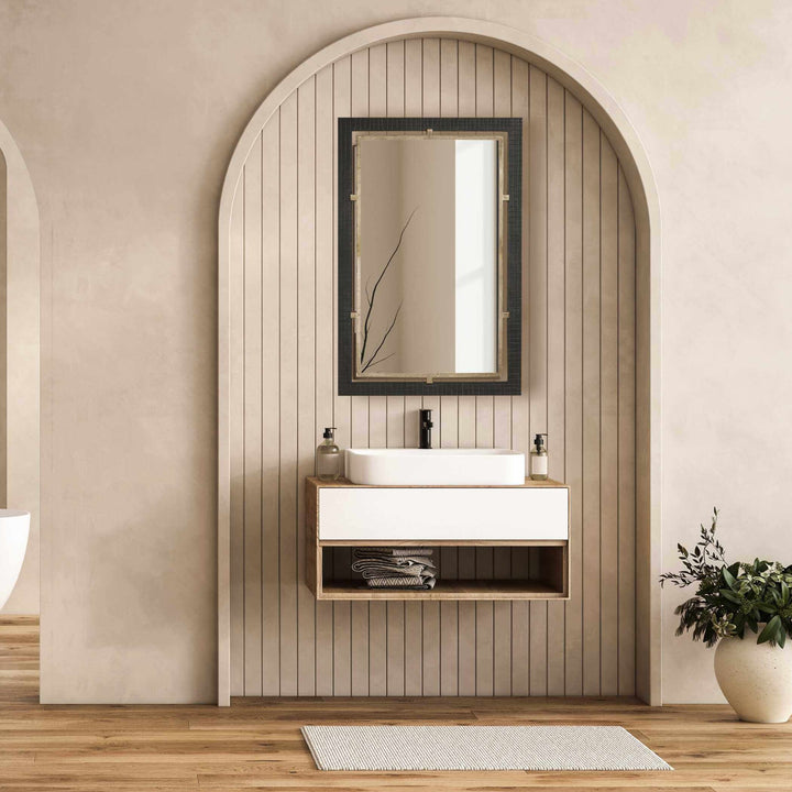 Bach Walnut & Brass Rectangle Mirror