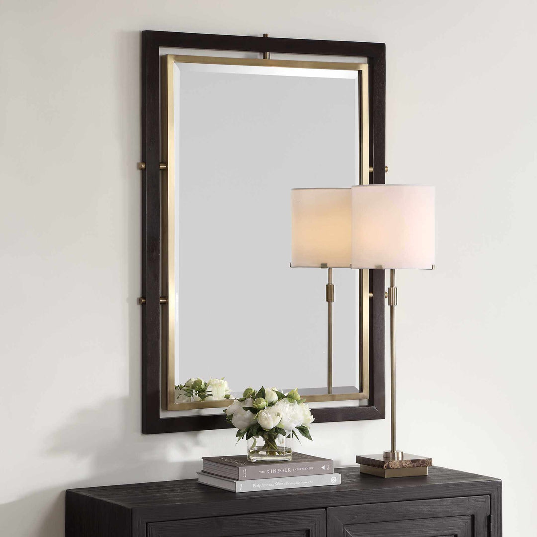 Bach Walnut & Brass Rectangle Mirror