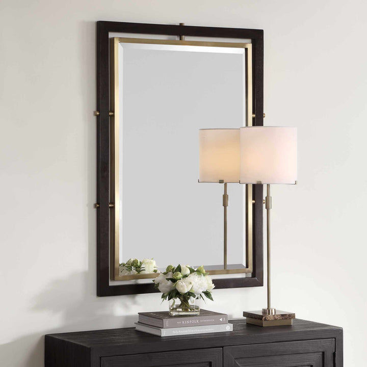 Bach Walnut & Brass Rectangle Mirror