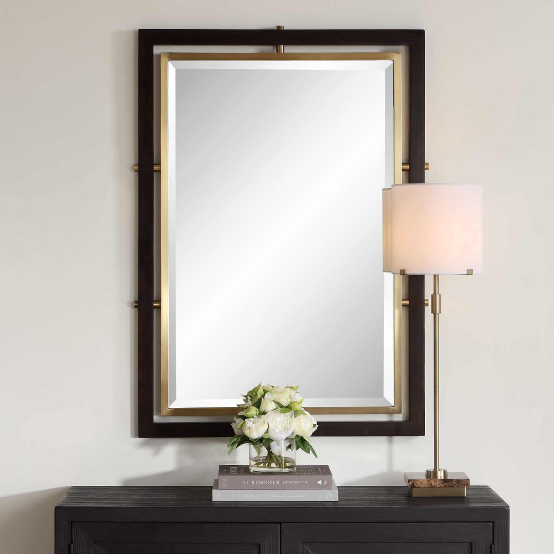 Bach Walnut & Brass Rectangle Mirror