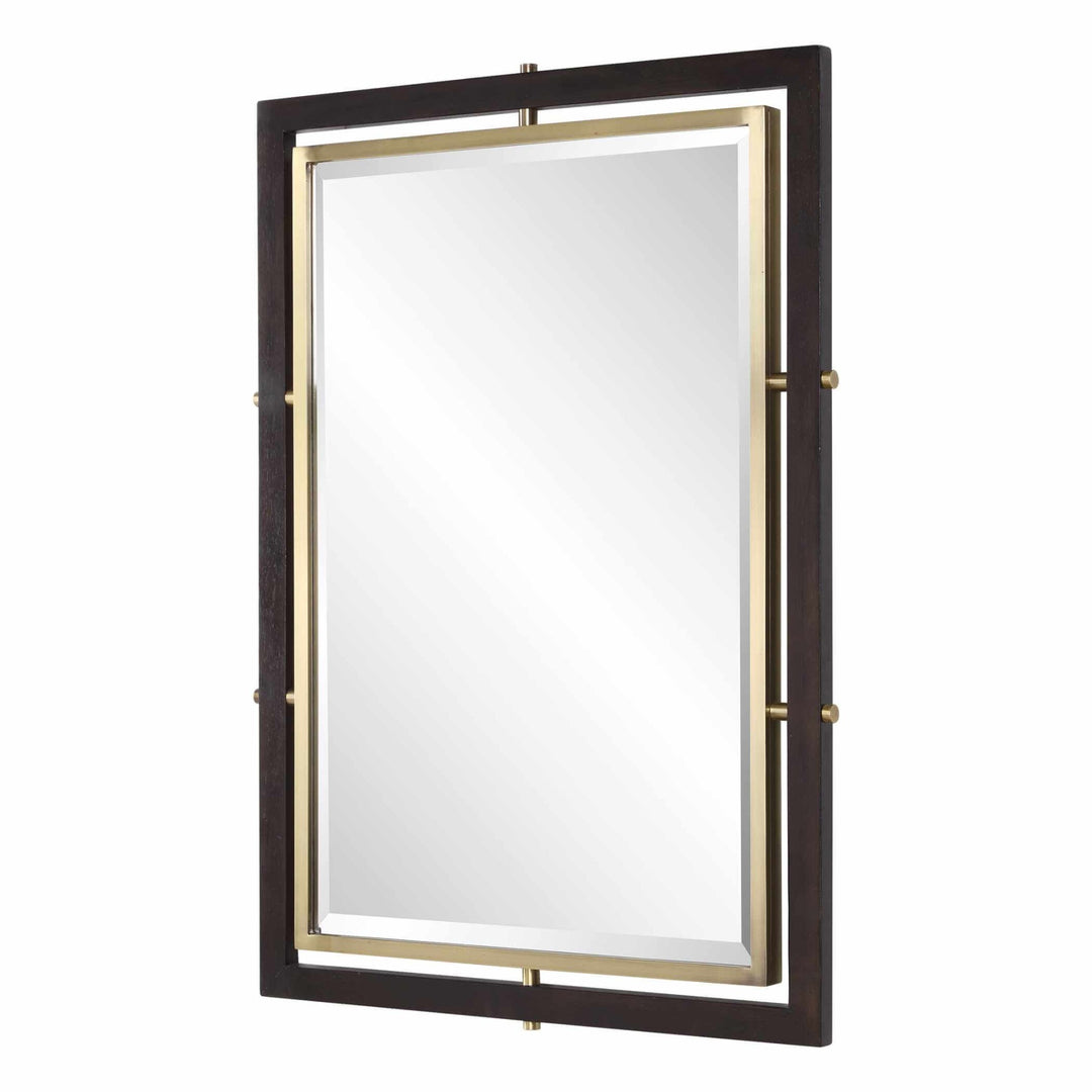 Bach Walnut & Brass Rectangle Mirror