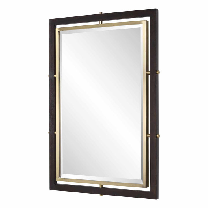 Bach Walnut & Brass Rectangle Mirror