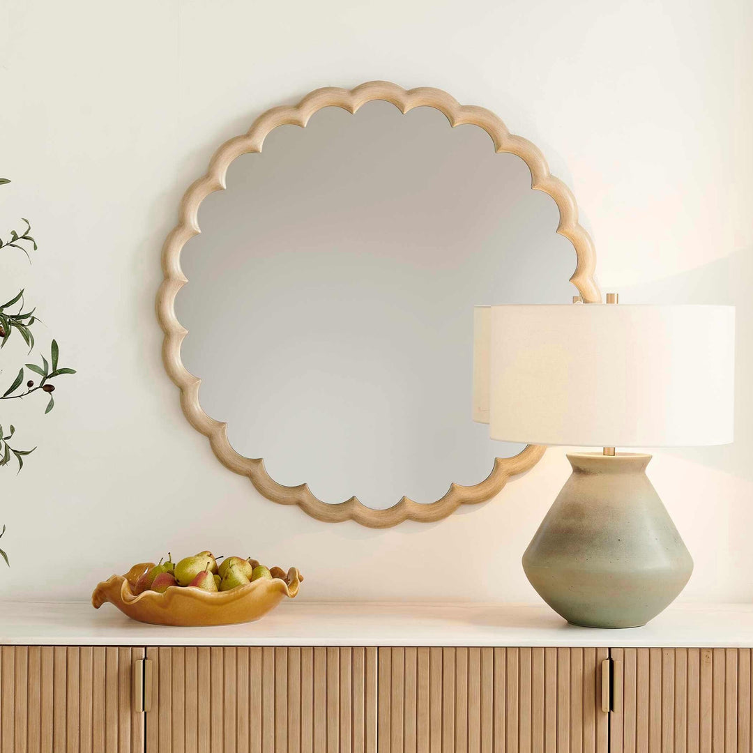Cerrito Burnished Ivory Round Mirror