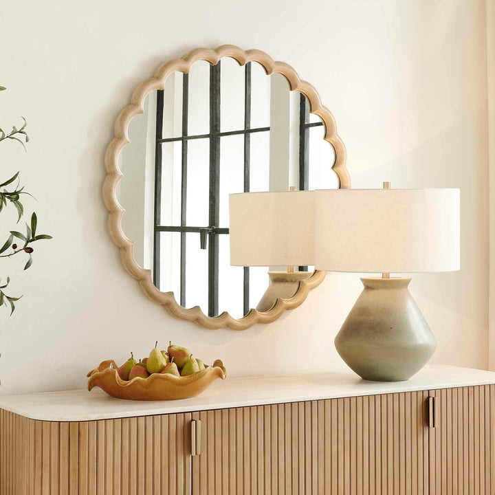 Cerrito Burnished Ivory Round Mirror