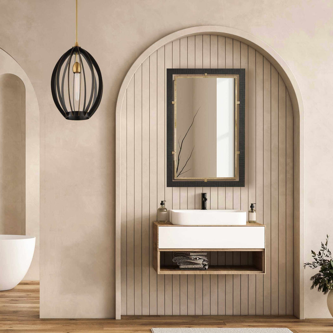 Guerra Walnut & Brass Mirror