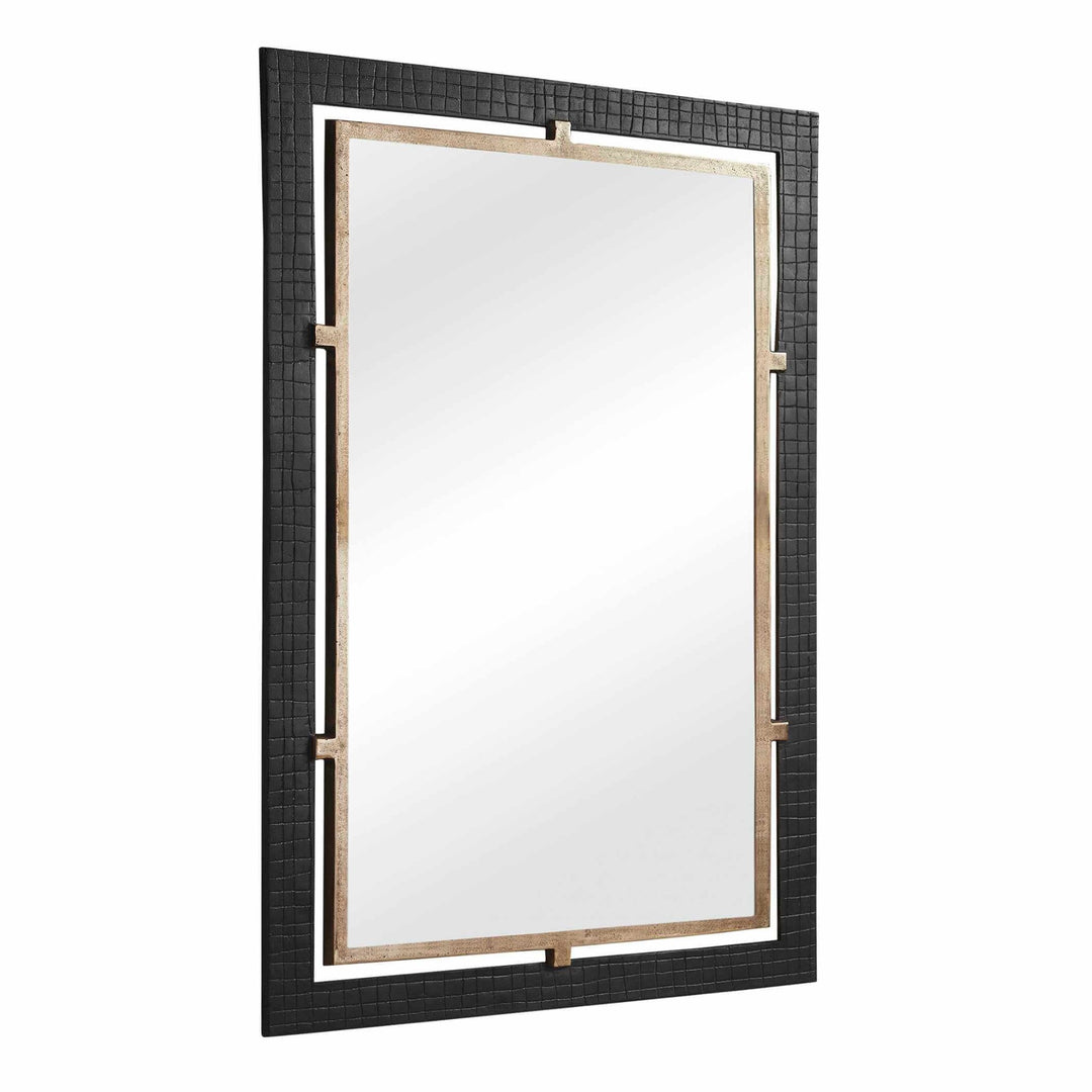 Guerra Walnut & Brass Mirror