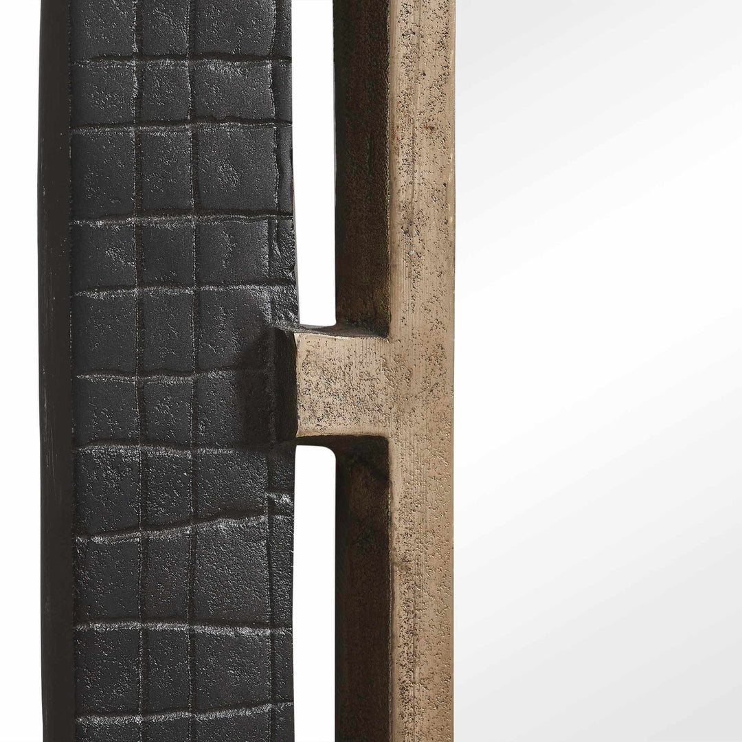 Guerra Walnut & Brass Mirror