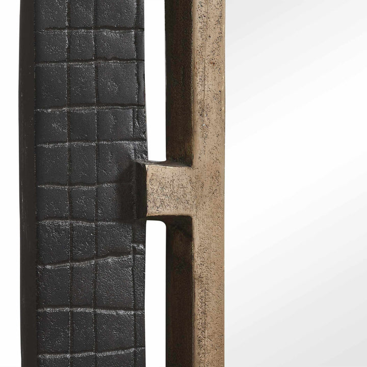 Guerra Walnut & Brass Mirror