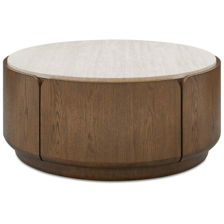 Tindall Round Travertine Coffee Table