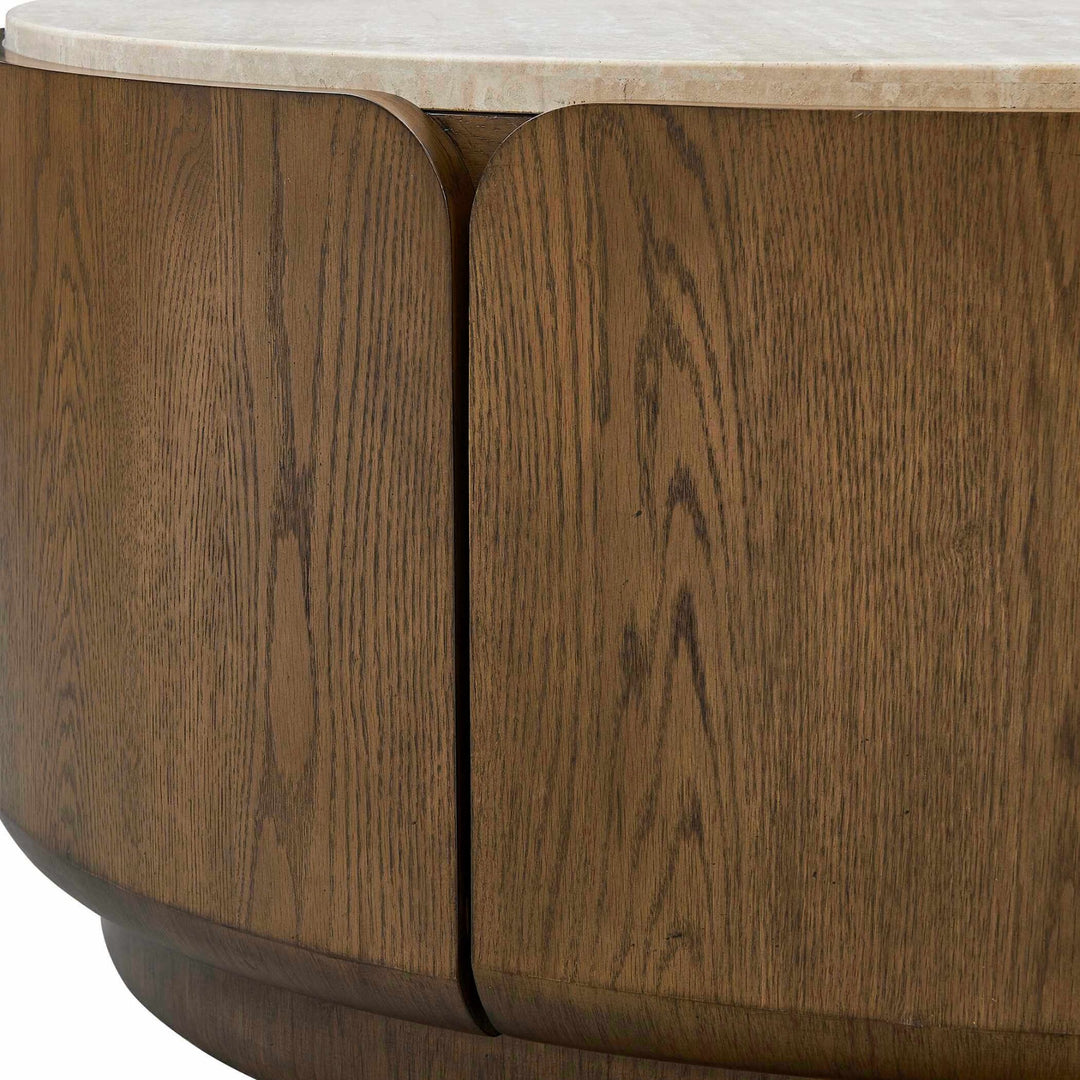 Tindall Round Travertine Coffee Table