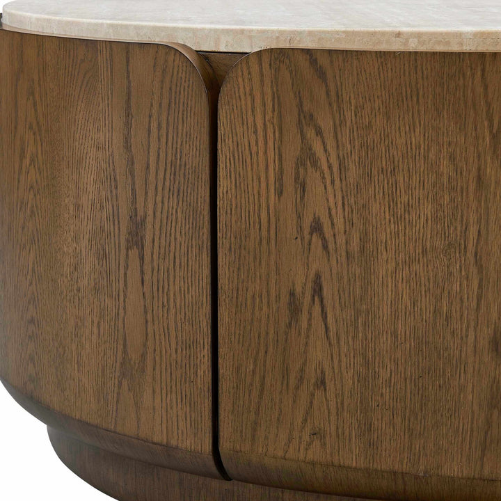 Tindall Round Travertine Coffee Table