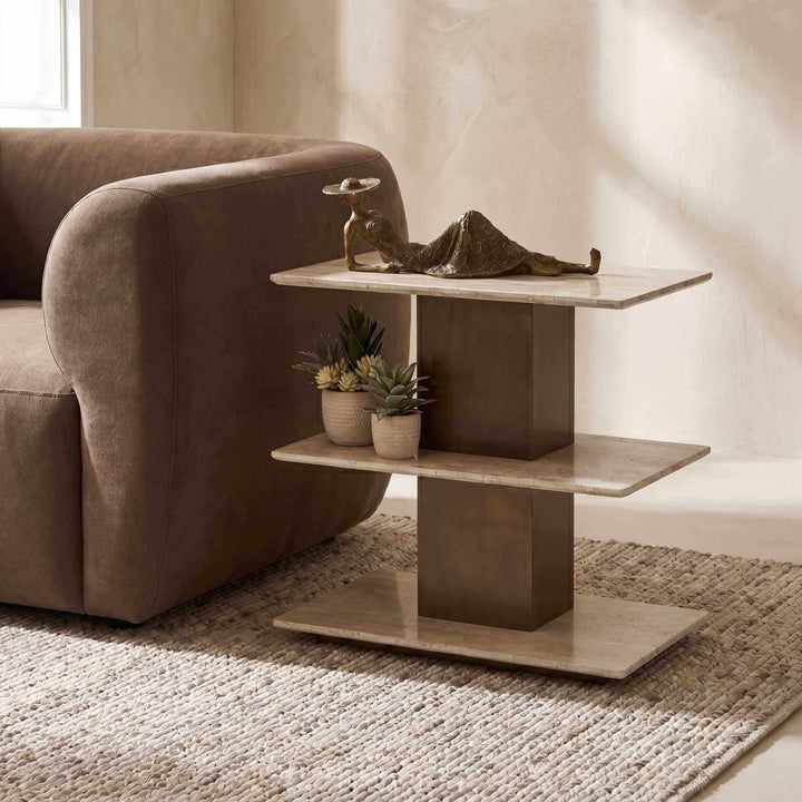 Travertini 3 Tiered Accent Table