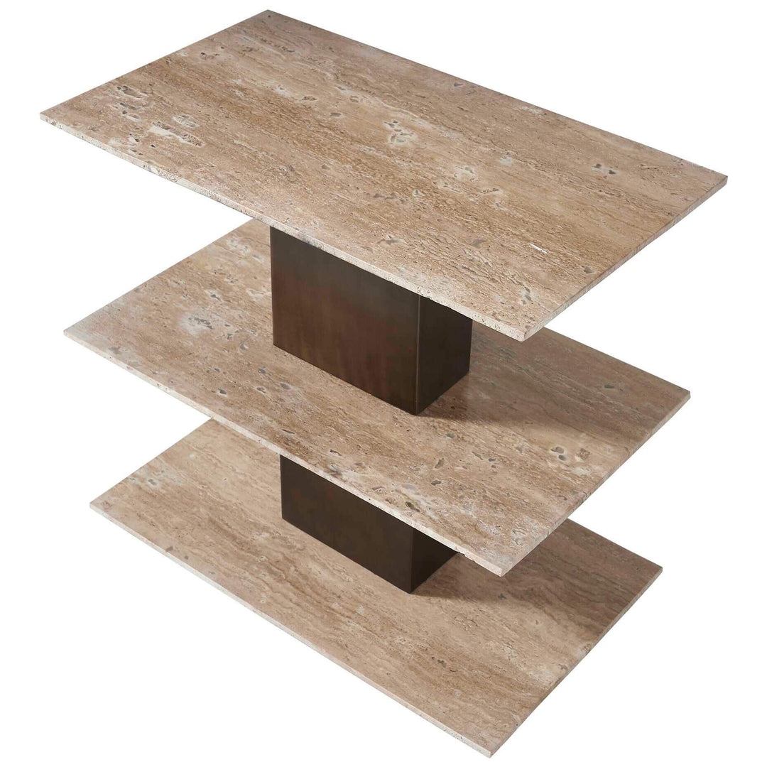 Travertini 3 Tiered Accent Table