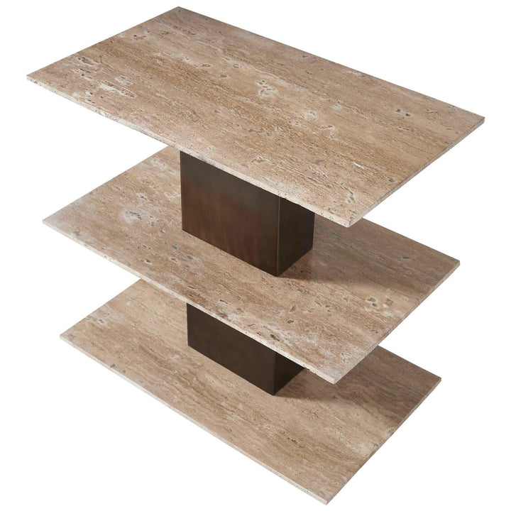 Travertini 3 Tiered Accent Table