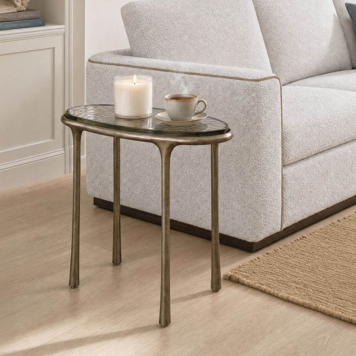 Ata Oval Side Table - Brass