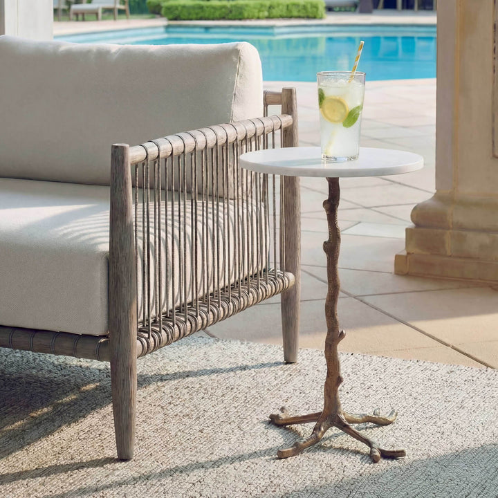 Calais White Marble Side Table