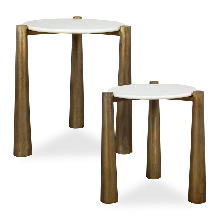 Claridge Set of 2 Nesting Tables - White Marble