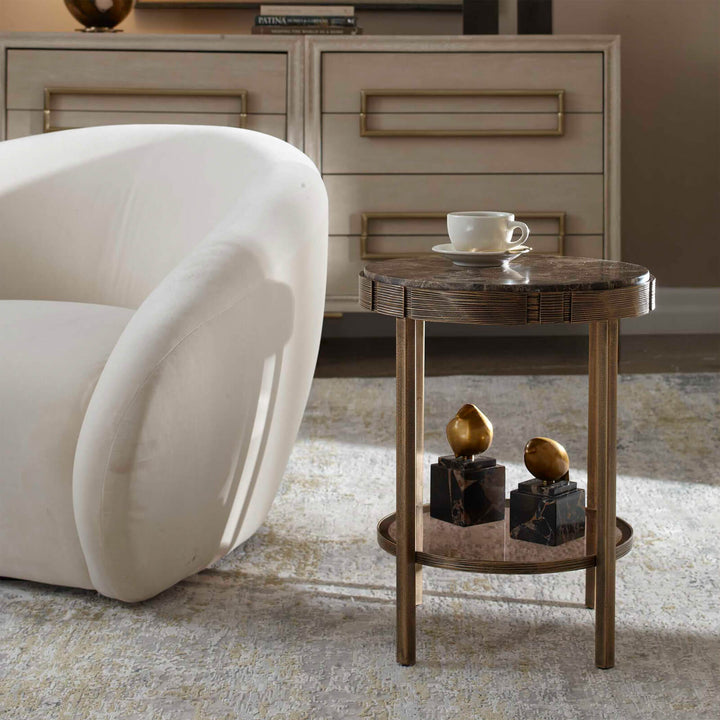 Cusano Round Dark Marble Side Table