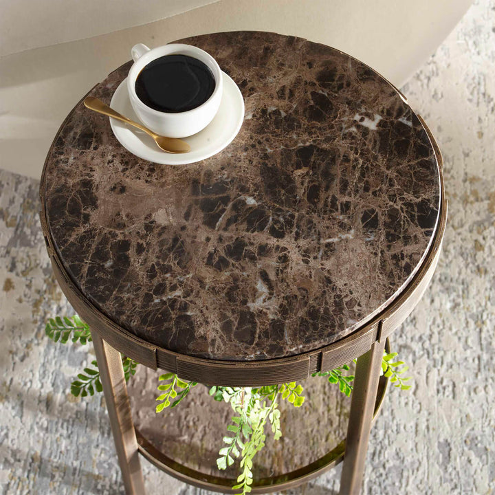 Cusano Round Dark Marble Side Table