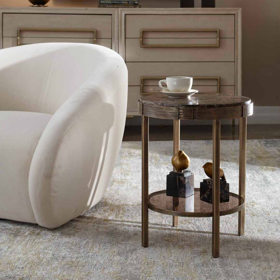 Cusano Round Dark Marble Side Table