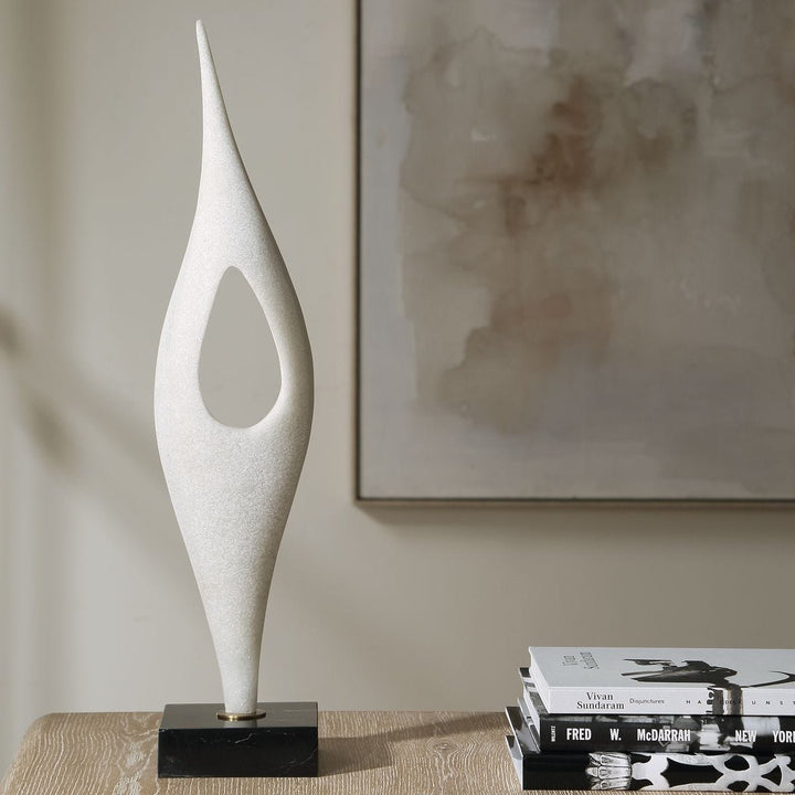 Fluid Drop Stone Sculpture - White