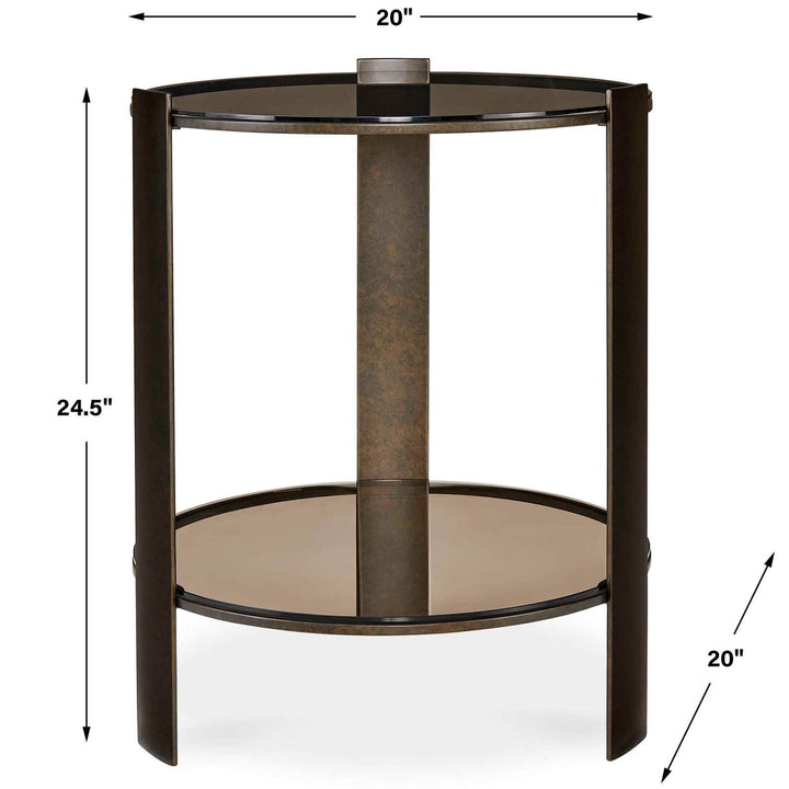 Hanson Side Table - Bronze and Dark Glass