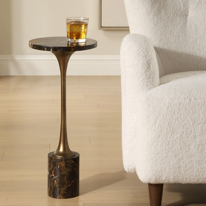 Karnes Drink Table - Dark Marble