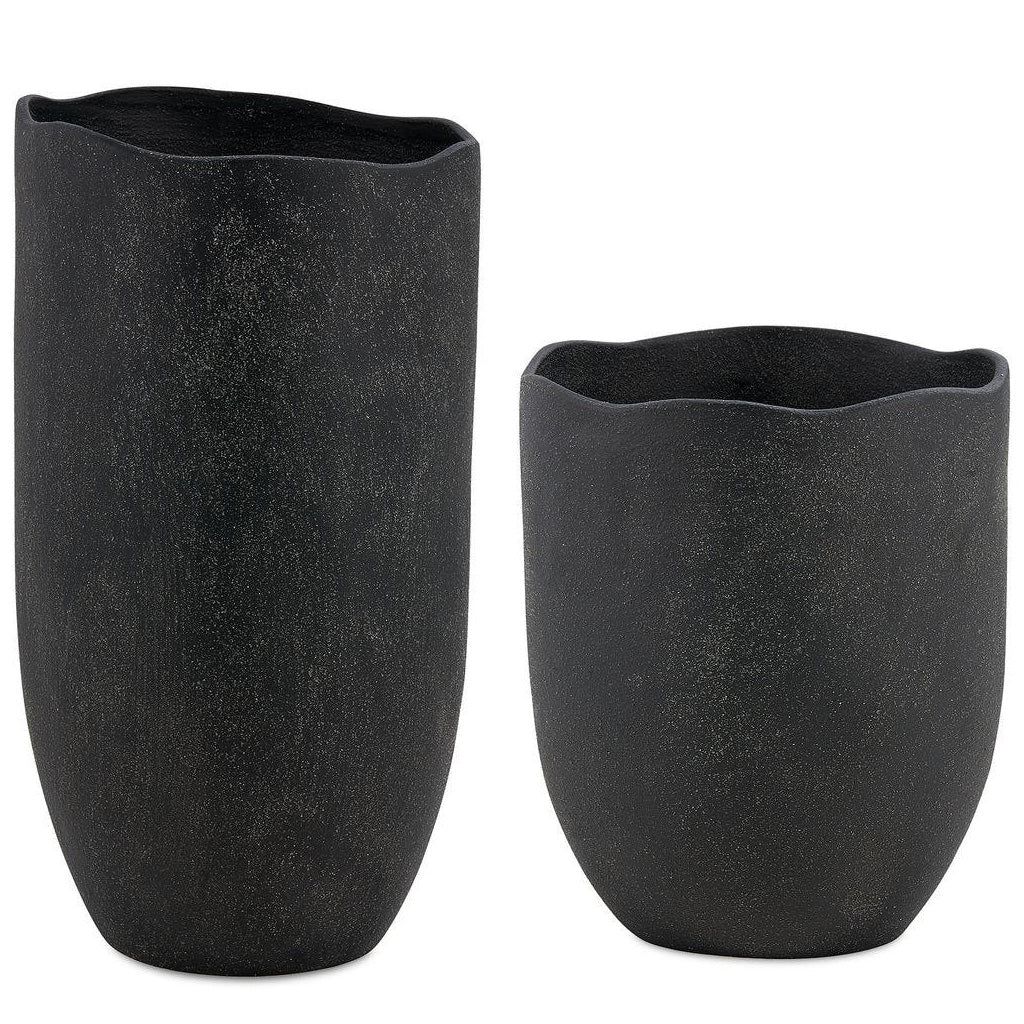 Komorebi Indoor Outdoor Set of 2 Vases - Black