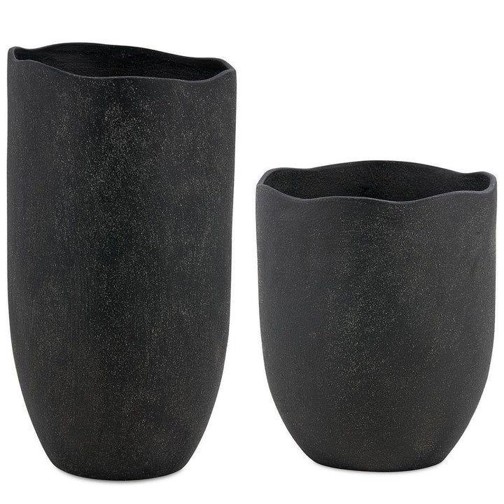 Komorebi Indoor Outdoor Set of 2 Vases - Black