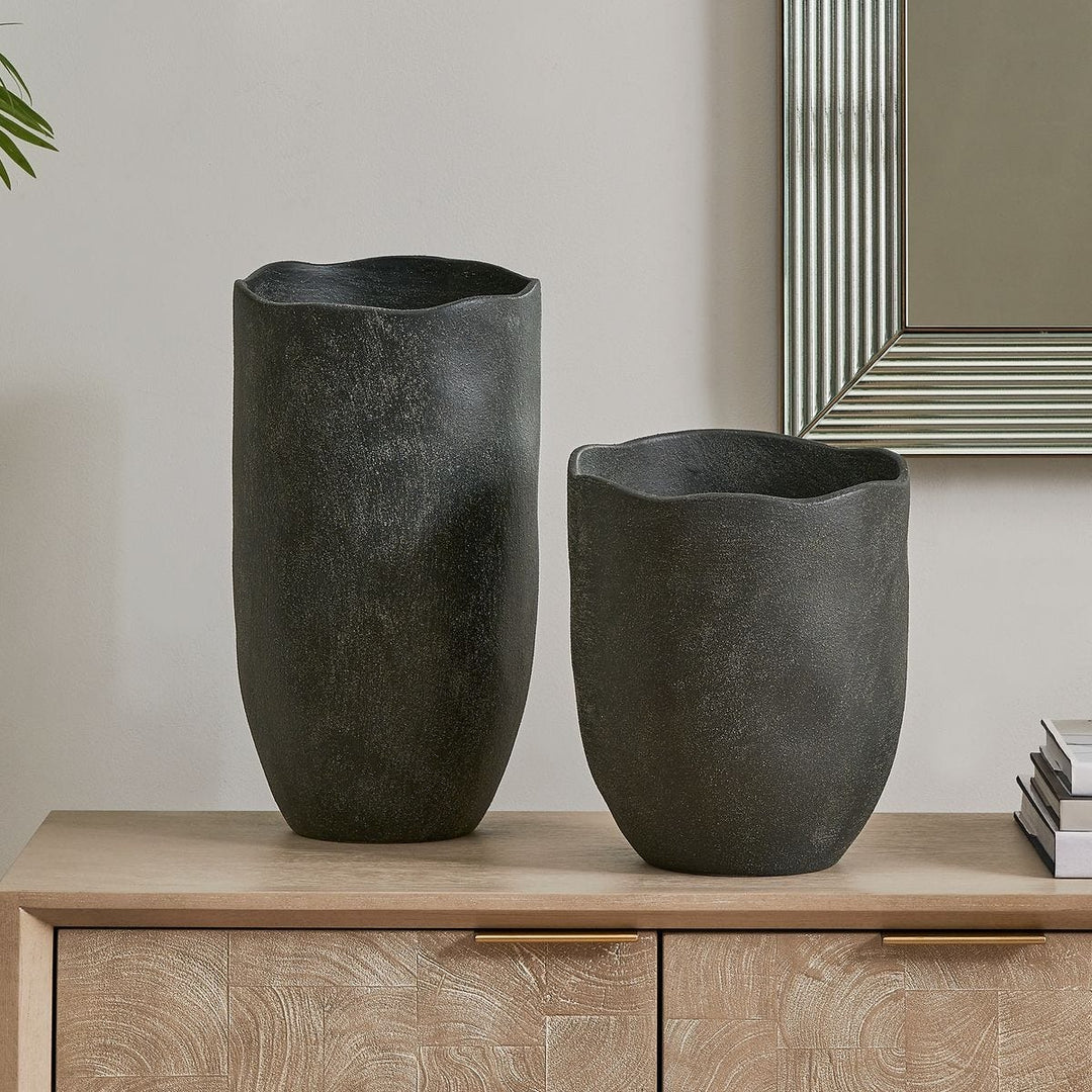 Komorebi Indoor Outdoor Set of 2 Vases - Black