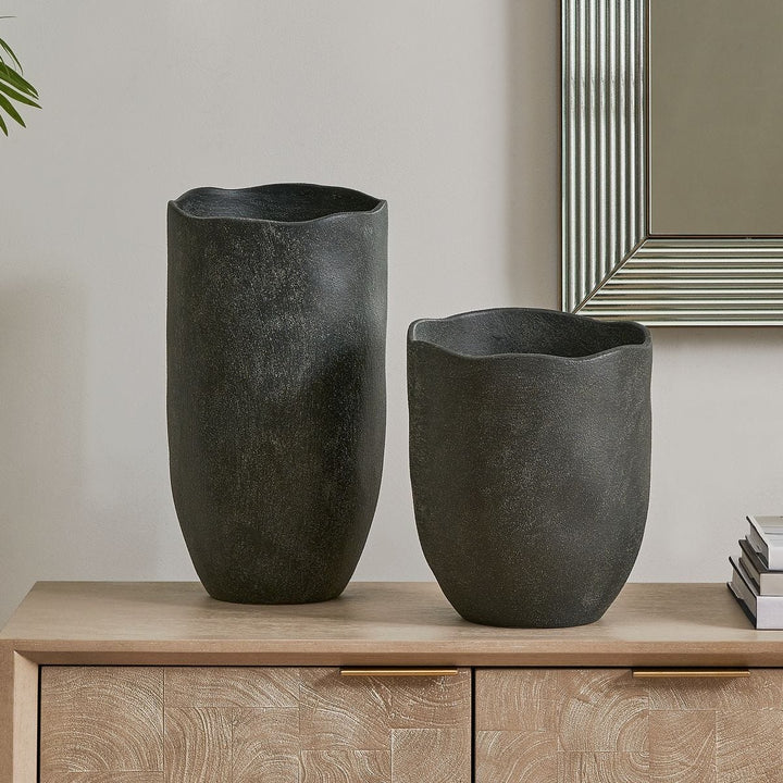 Komorebi Indoor Outdoor Set of 2 Vases - Black