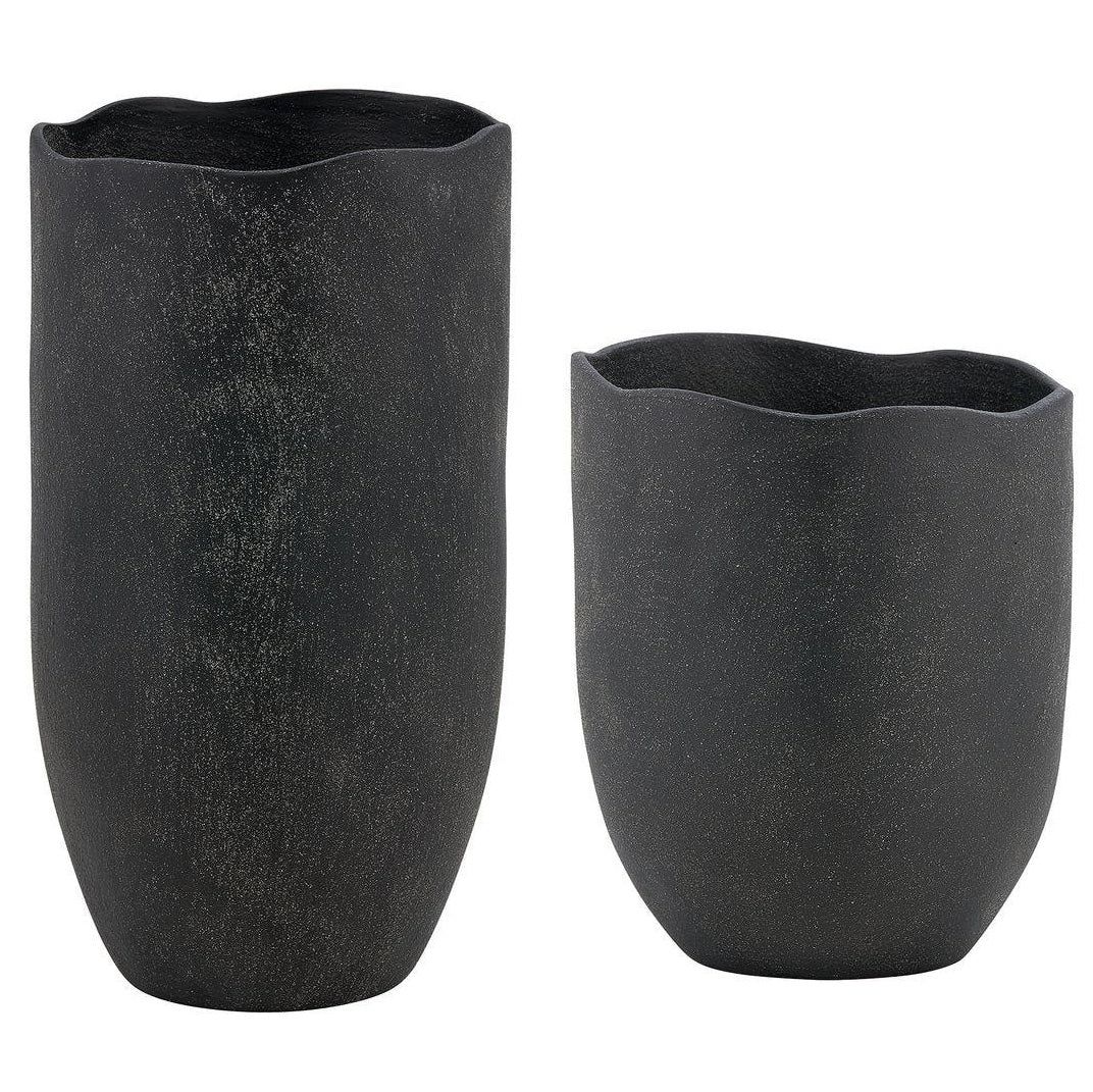 Komorebi Indoor Outdoor Set of 2 Vases - Black