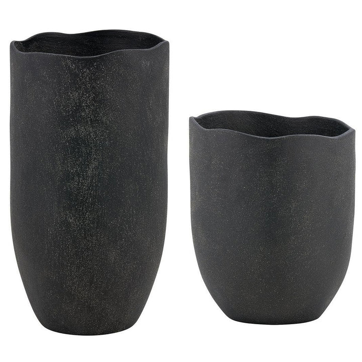 Komorebi Indoor Outdoor Set of 2 Vases - Black