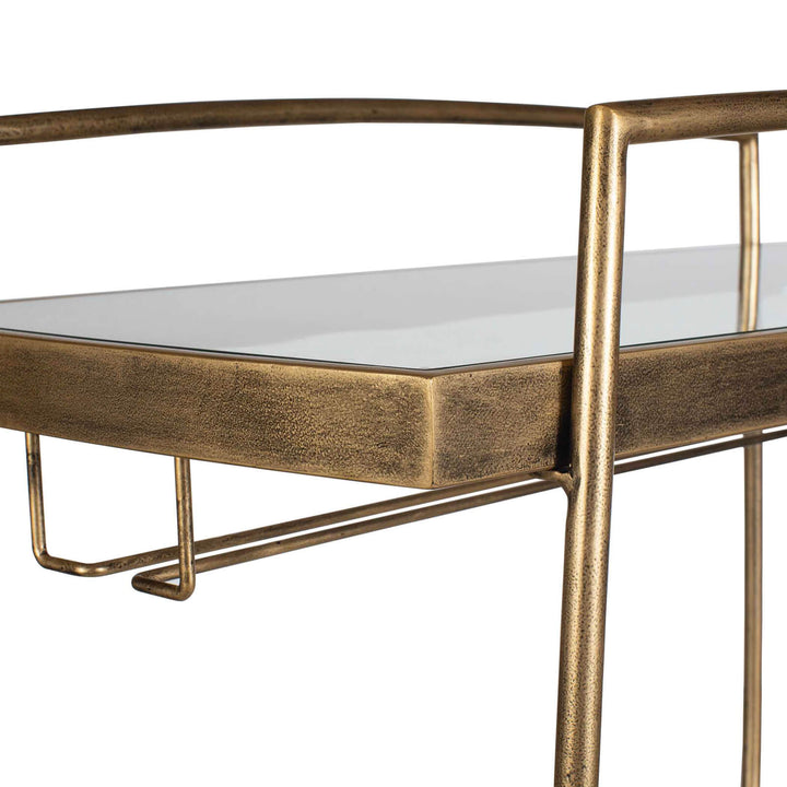 Scarritt Antique Brass Bar Cart