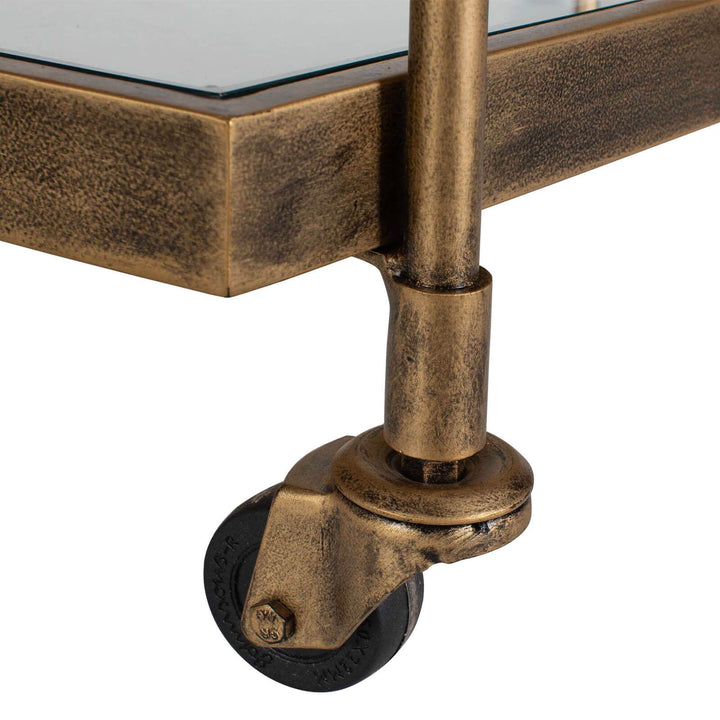 Scarritt Antique Brass Bar Cart