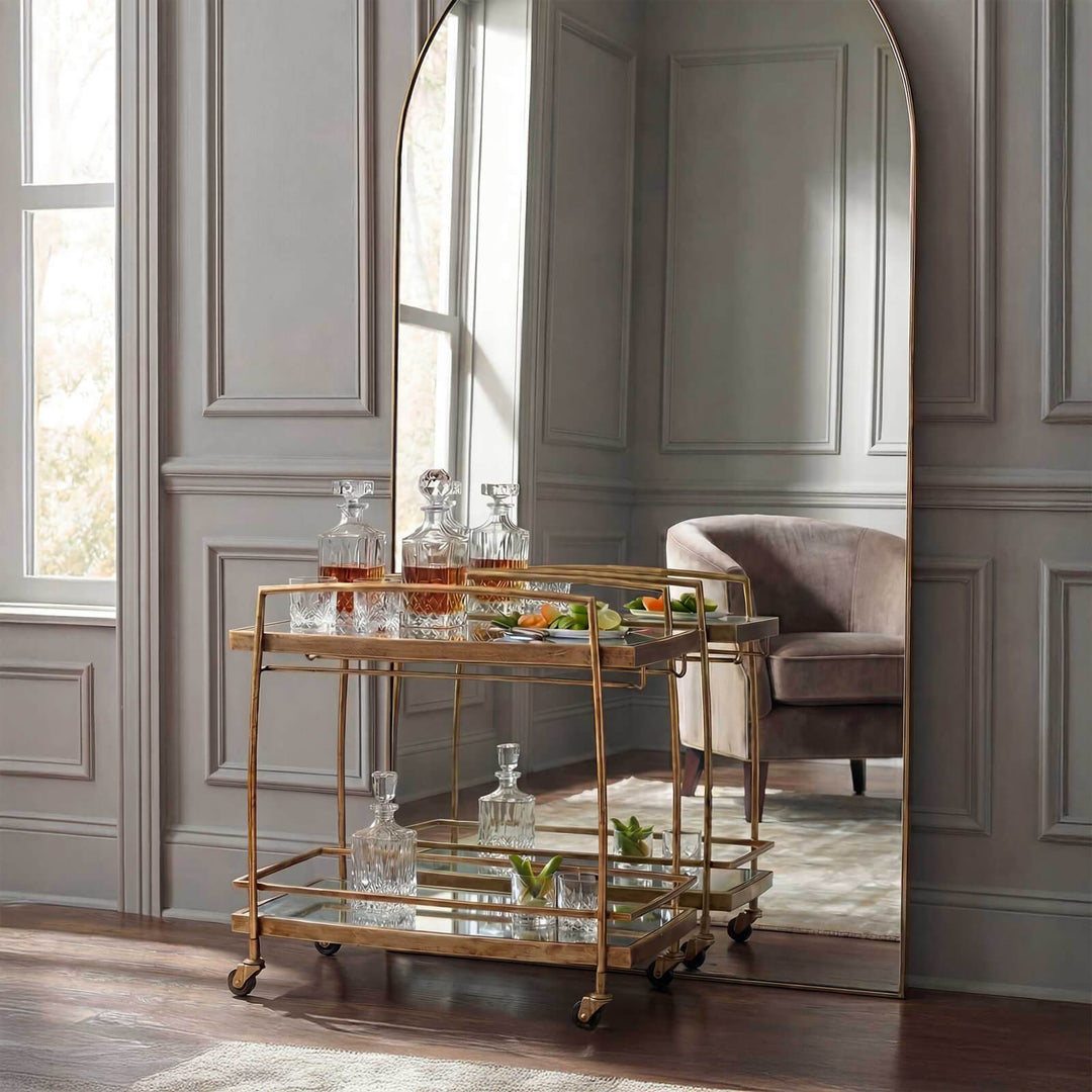 Scarritt Antique Brass Bar Cart