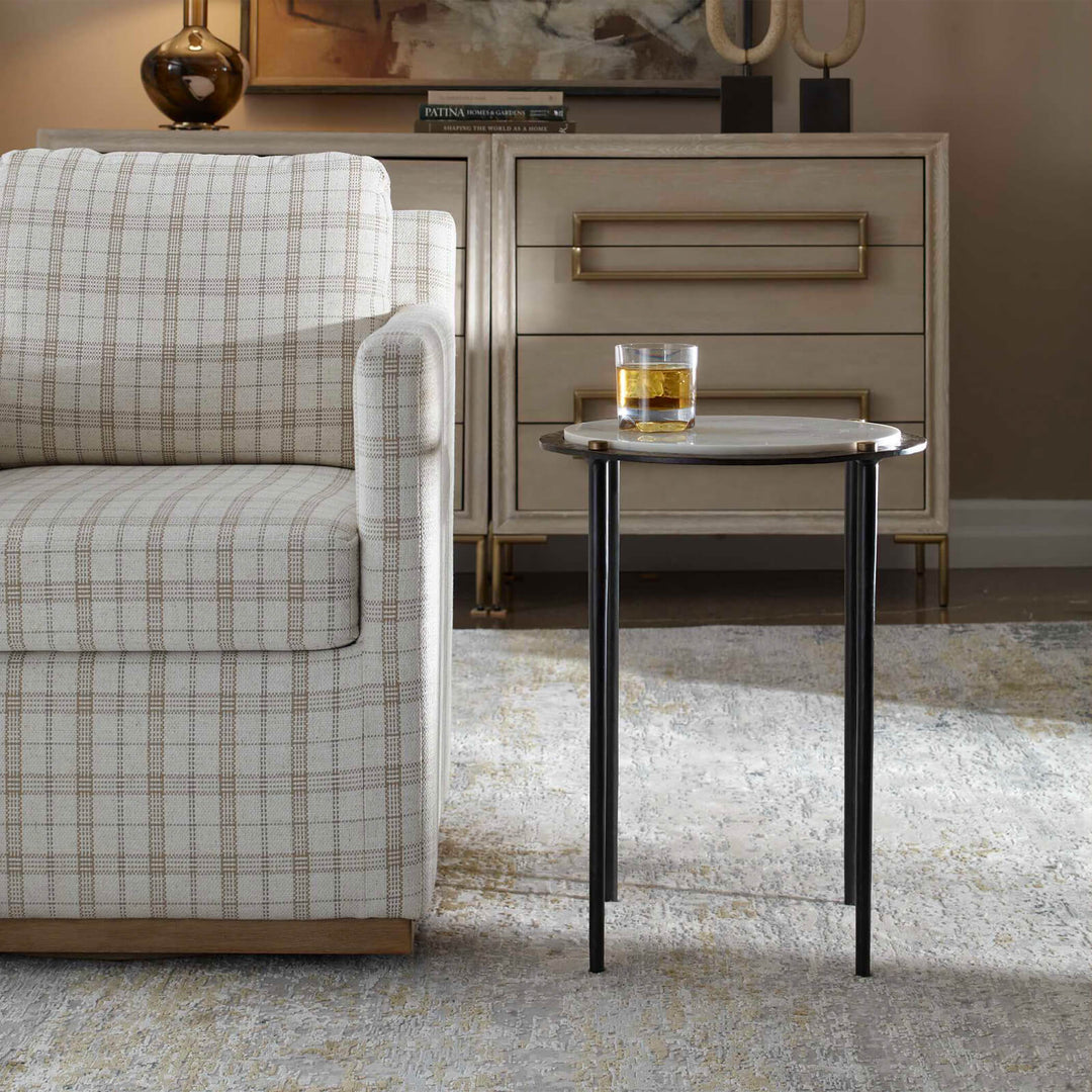 Wren Round White Marble Side Table