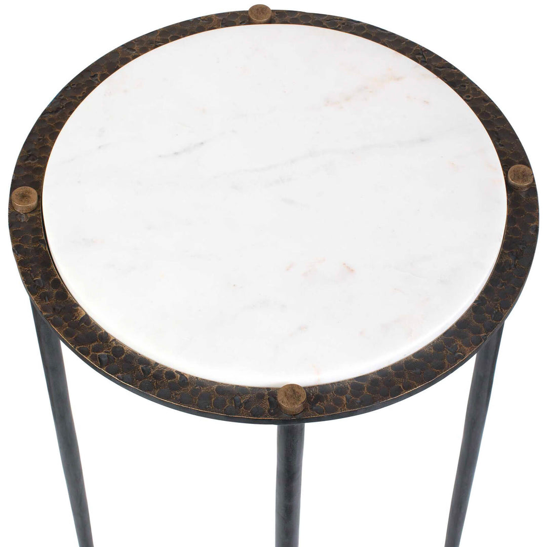 Wren Round White Marble Side Table