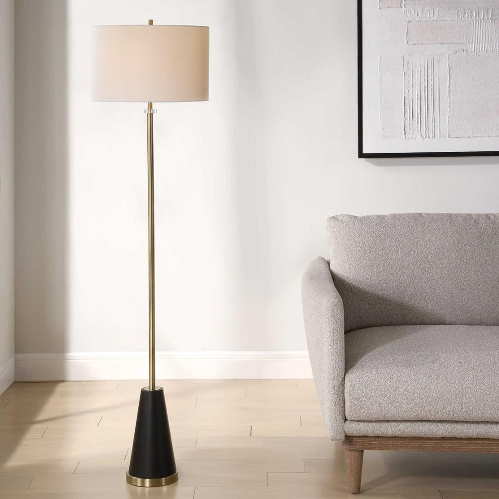 Stuart Floor Lamp - Black & Brass Keiichi 2