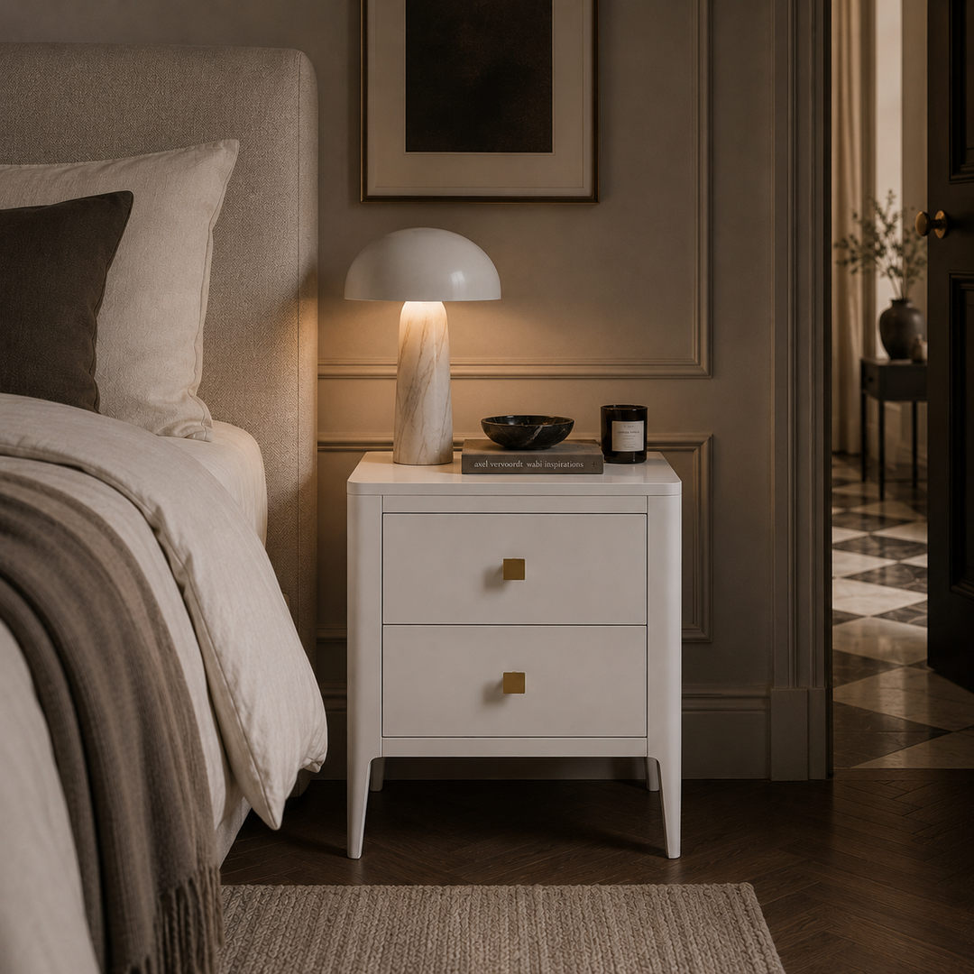 Abberley 2 Drawer Bedside Table - White