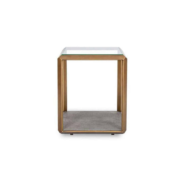 DI Designs Elmley End Table - Antique Brass & Faux Shagreen