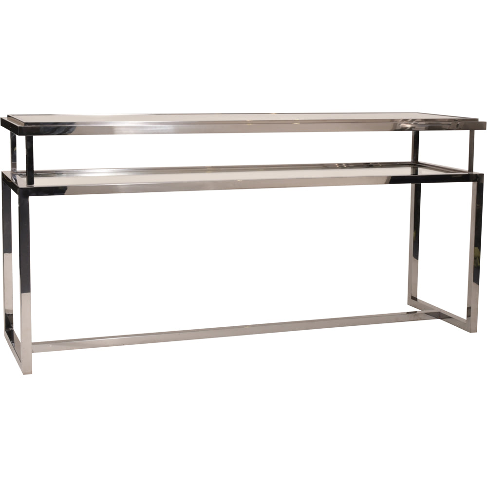 Libra Interiors Belgravia Stainless Steel and Glass Console Table